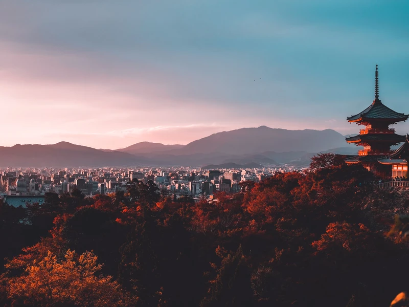 temple, Fujisan and Sun