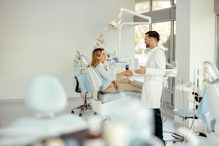 Patient in the dentist's chair during a check-up