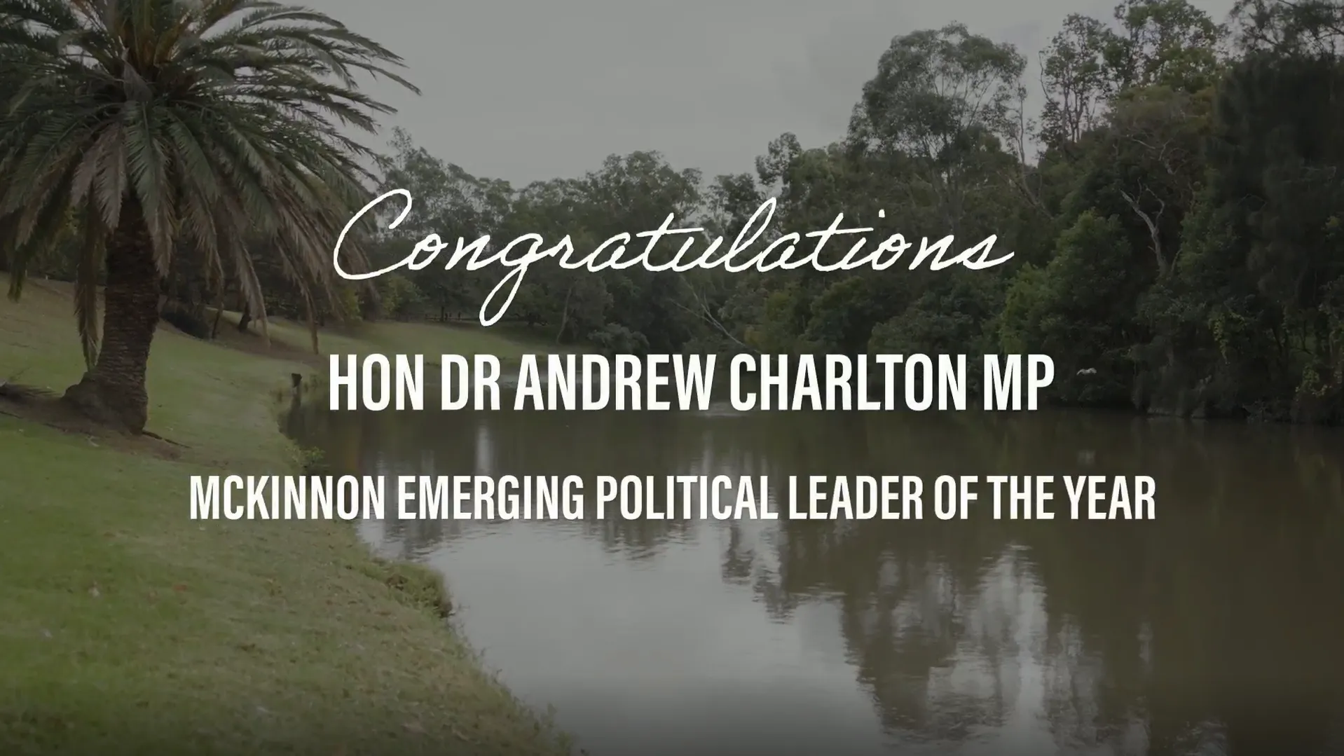 Hon Dr Andrew Charlton MP Named McKinnon Emerging Political Leader of the Year